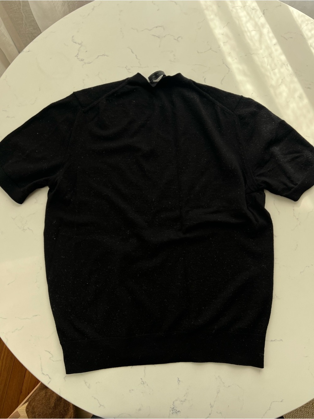 Authentic Prada Black Short Sleeve Knit wool sweater with Logo - Picture 2 of 5